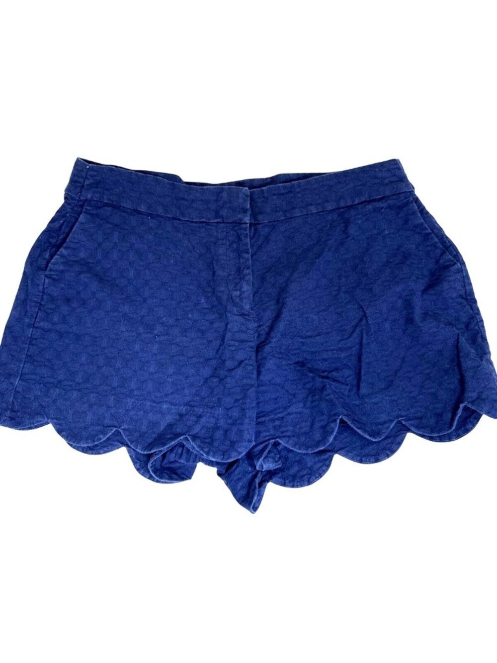 Crown & Ivy Womens Shelby Scalloped Hem Navy Shorts Size 16